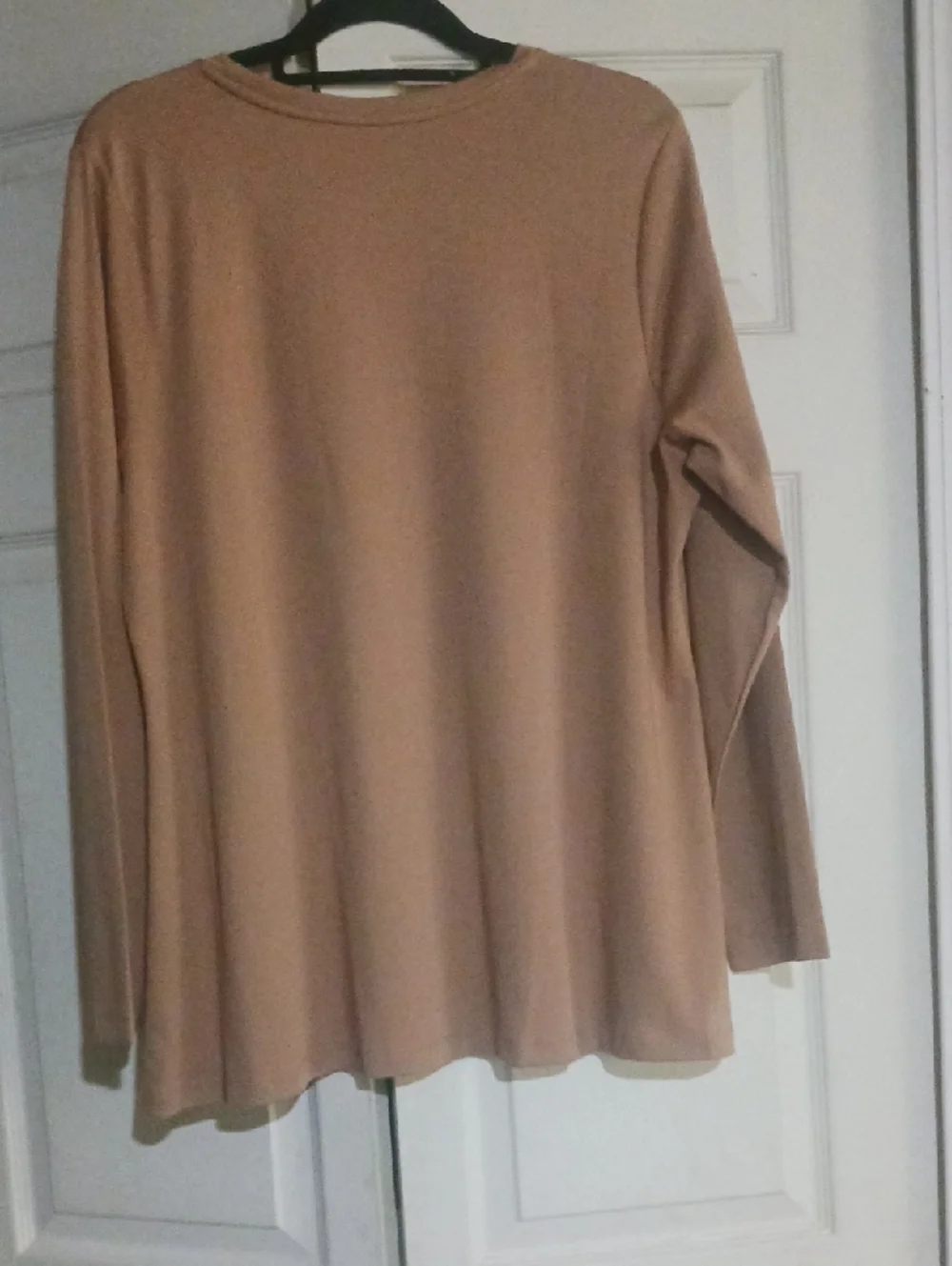 Isaac Mizrahi Essentials Long-Sleeve Crew Swing Tee in Camel Brown - Picture 5 of 9